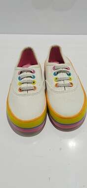 George Sky Toddler Girls Canvas Sneakers with Rainbow Platform Sole, Size 11